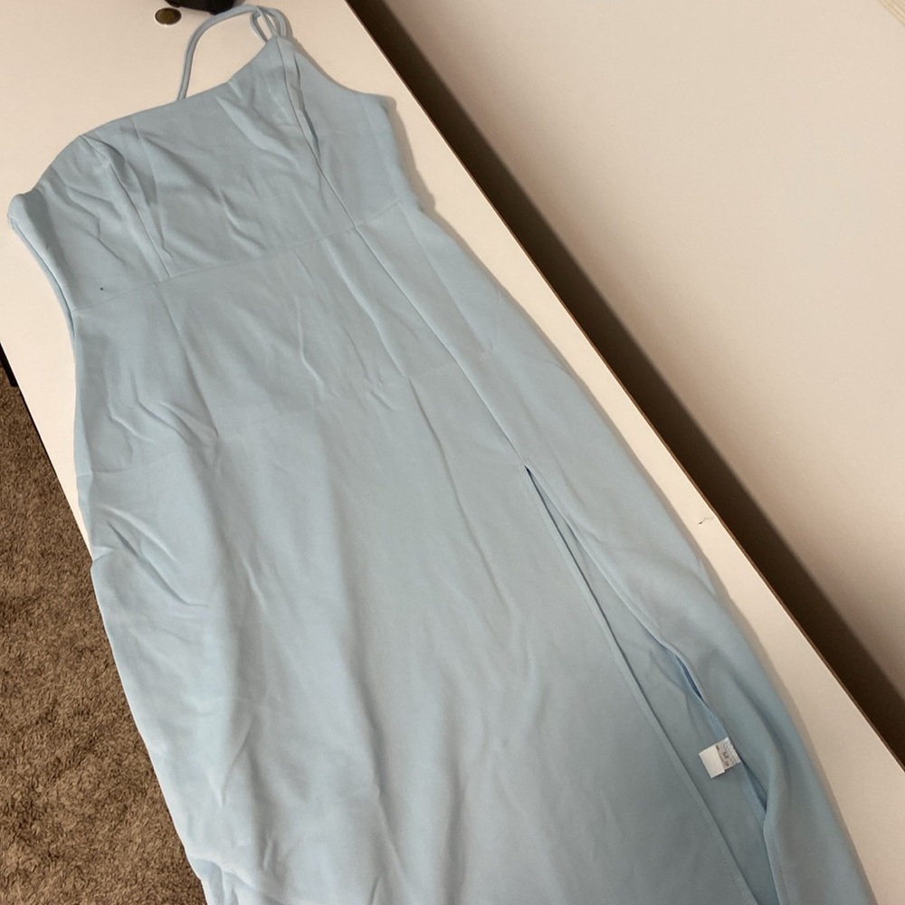 Elegant Light Blue Spaghetti Strap Dress